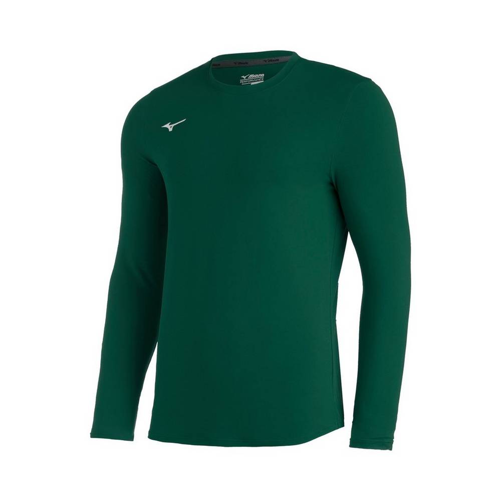 Panske Treningove Oblecenie Mizuno Comp Diamond Long Sleeve Crew Baseball Zelene Vypredaj TARJ48213